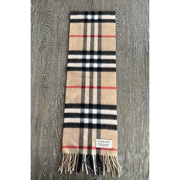 Authentic BURBERRY UNI Kids Beige / Stone HERITAGE Cashmere Check Scarf EUC - Picture 4 of 7